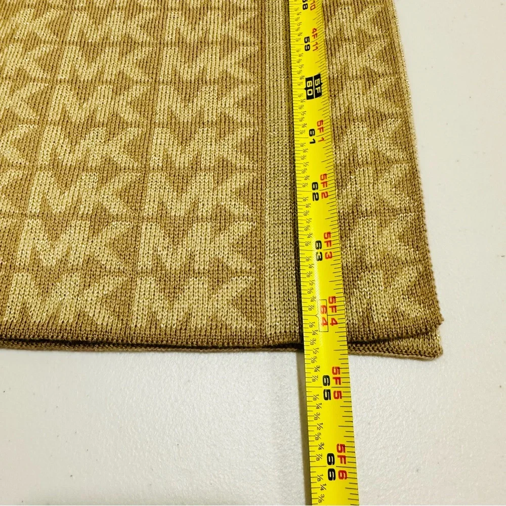 Michael Kors MK Signature Logo Gold‎ Glitter Scarf Designer 11x64